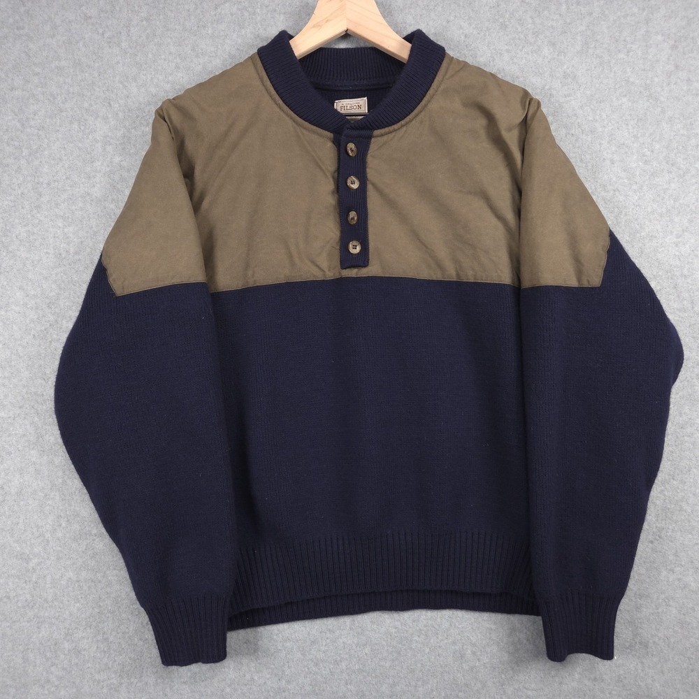 Filson Mens Size XXL Navy Blue 710 Vintage Henley Guide Sweater Outdoor Gorpcore